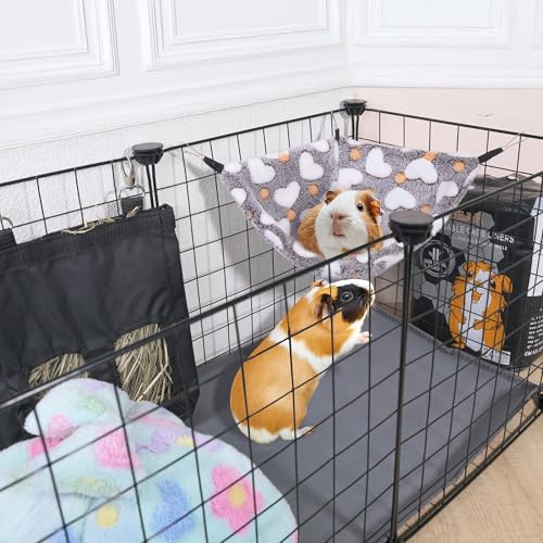Image of Hanging Corner Hammocks with Hooks for Small Animals, Pack of 2 | Ideal Hammocks for Guinea Pigs, Rats, Chinchillas, Squirrels, Hamsters | Perfect for Pet Critter Cages. M, Blue+Pink
