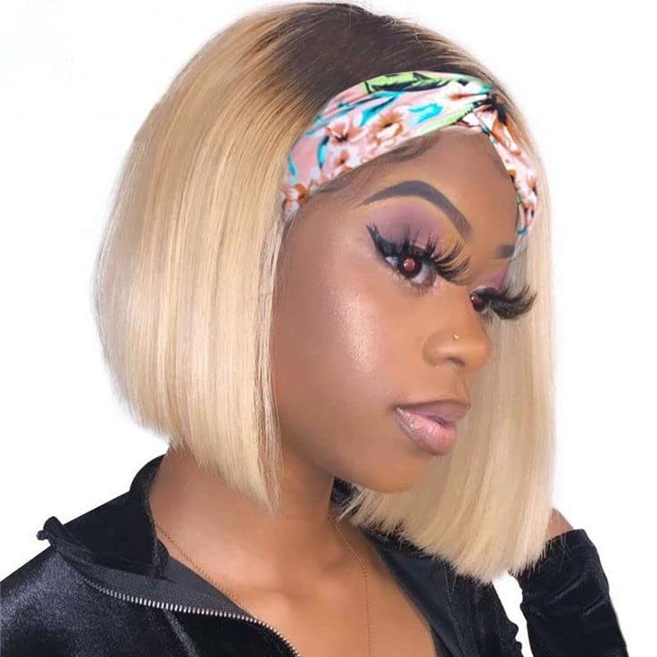 Blonde Headband Wig Synthetic Short Bob Wig for Black Women Shoulder Length 613 Wigs Heat Safe