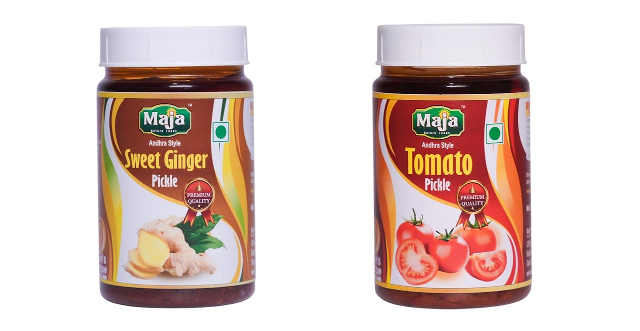 Maja Nature Foods Tomato Pickle & Lemon Pickle Combo | Authentic Indian Flavors | Traditional & Homemade | Tangy, Spicy, and Zesty Taste | Perfect for Meals & Snacks - 500 Grams Each