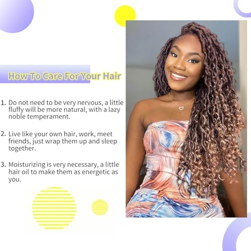 Miniatura 5 de Goddess Locs - 8 paquetes de cabello sintético de ganchillo para mujer de 24 pulgadas, extensiones de cabello de ganchillo bohemio de diosa