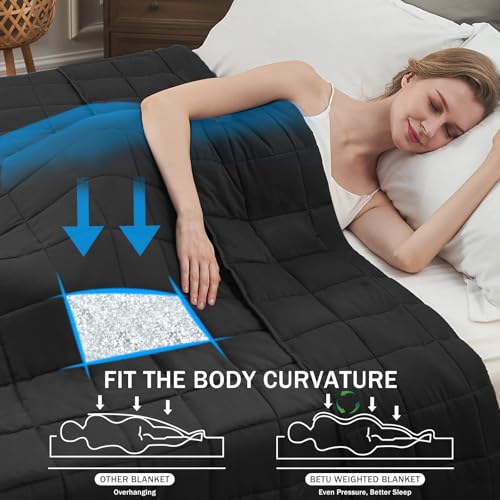 Image of Weighted Blanket for Adults 20lbs, 60 inchx80 inch, Queen Size Cooling Heavy Throw Blanket for 180-220lbs, Microfiber Soft Thick Big Blankets Weighted Comforter Breathable Gift for Sleeping, Black