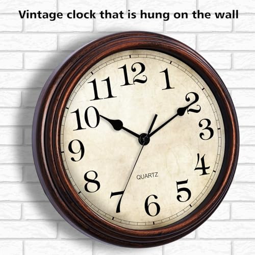 HYLANDA Wall Clock, 9 Inch Silent Non Ticking Classic Battery Operated Clocks, Decorative for Living Room, Bedrooms, Bathroom, Kitchen Office (Bronze) - Image 5