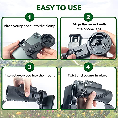 STARSCOPE Monokular Teleskop Handyhalterung – Universal Monokular Handy Okular Halter für Teleskop und Fernglas, einfach… – Bild 5