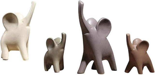 Loving Elephant Statue, Family Elephants Ornaments Home Accessories Decorative Elephant Figurines Animals Figurine Porcelain Sculptures Birthday Presents (B)