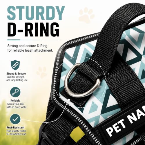 Image of Customized Dog Harness | Print Your Pet Name on Harness | No Pull Reflective | for 14-23 Kilograms Dogs (M, 3D-Cube)