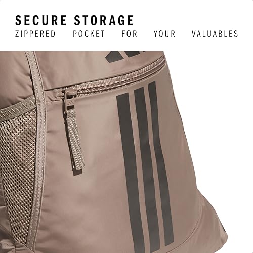 Image of adidas Alliance Sackpack, Drawstring Backpack, Lightweight Small Gym Bag for Women and Men, Chalky Brown /Gunmetal /3.0, One Size, Alliance Sackpack - Drawstring Backpack Small Bag for Men and Women