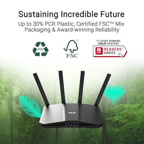 Image of ASUS RT-BE82U Dual-Band WiFi 7 (802.11be) Smart AiMesh Extendable Router, 6500 Mbps, Five 2.5GbE Ports, 4096-QAM, Up to 3 SSIDs for IoT Devices, Parental Controls & VPNs, Advanced Network Security