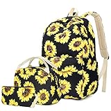 Lmeison Backpack for Girls Sunflower Backpack with Lunch Box, Girls Backpack for School Kids Backpack College Backpack for Women