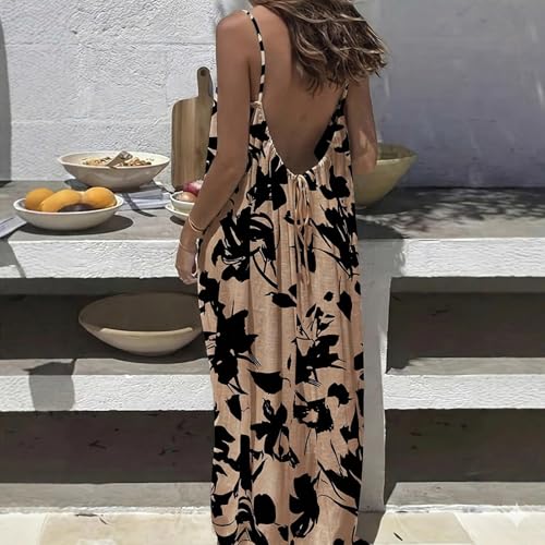Robe décontractée sans manches ample imprimée pour style plage chic