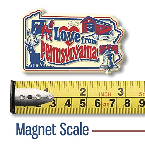 Imán vintage de goma Love from Pennsylvania 2.8" x 1.7" miniatura 5