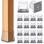 32 Pcs Chair Leg Floor Protectors Square,Furniture Feet Protector Pads,Clear Silicone Chair Leg Cover for Hardwood Floors,Anti-Scratch Reduce Noise(M Fit:27-34mm)
