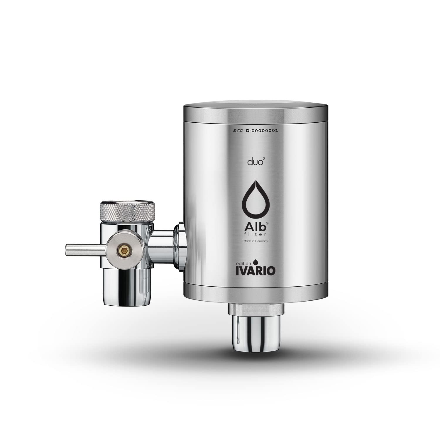 IVARIO x Alb-Wasserfilter für Wasserhahn | Für besseres Leitungswasser, bewährte Alb-Aktivkohle-Technologie, Trinkwasserfilter aus Edelstahl