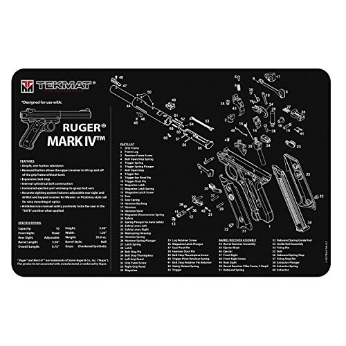 TekMat Ruger Mark IV Cleaning Mat / 11 x 17 Thick, Durable, Waterproof / Handgun Cleaning Mat with Parts Diagram and Instructions / Armorers Bench Mat / Black