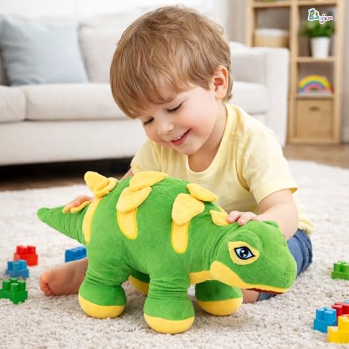 Image of Dinosaur Soft Toy (53CM) Cartoon Green Plush Stuffed Animal| Baby Plush Toy Stuff Toy | Cute Cuddly Dino Teddy for Kids and Babies | Huggable Soft Toy Birthday Gift for Boys and Girls Kids