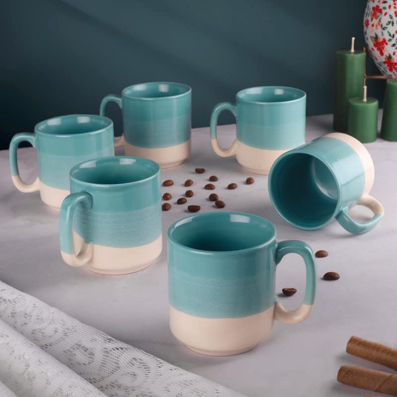 MRD Ceramic Tea Cups and Coffee Mugs-Set of 6, 200 ML Each Glossy Matte Finish Microwave Safe (Teal Green) (B0B1XC4FK6) Amazon Price History, Amazon Price Tracker