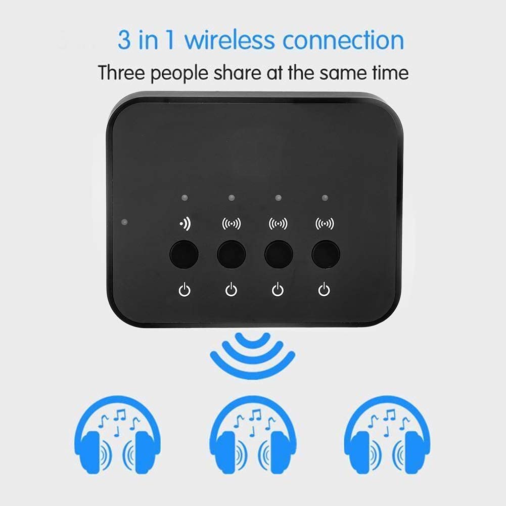 Divisor Bluetooth de 1 entrada y 3 salidas, adaptador de audio estéreo inalámbrico con cable de 3,5 mm, compatible con teléfonos móviles, tabletas, portátiles, para escuchar música, ver películas, jug