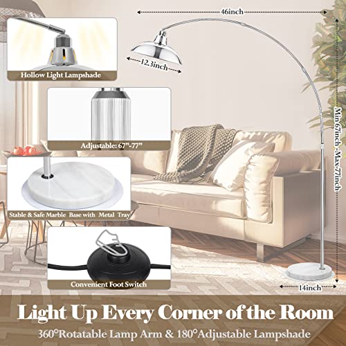 Image of FILIYANO Modern 77 inch Arc Floor Lamp - Adjustable Standing Lamp for Living Room, Bedroom & Office, Brushed Nickel