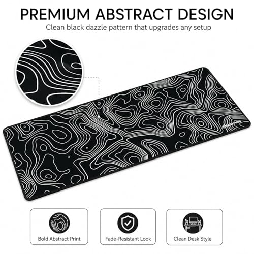 Image of Sounce Large Gaming Mouse Pad 70 x 30 cm, Extended XL Desk Mat with Non-Slip Rubber Base & Stitched Edges, Smooth Surface for Laptop, PC, Computer, Office & Gaming (Black Dazzle)