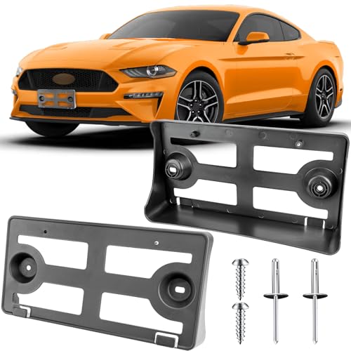 Image of License Plate Bracket Accessories for Ford Mustang 2018 2019 2020 2021 2022 2023, Front Bumper License Plate Holder Replacement Frame Black Mount