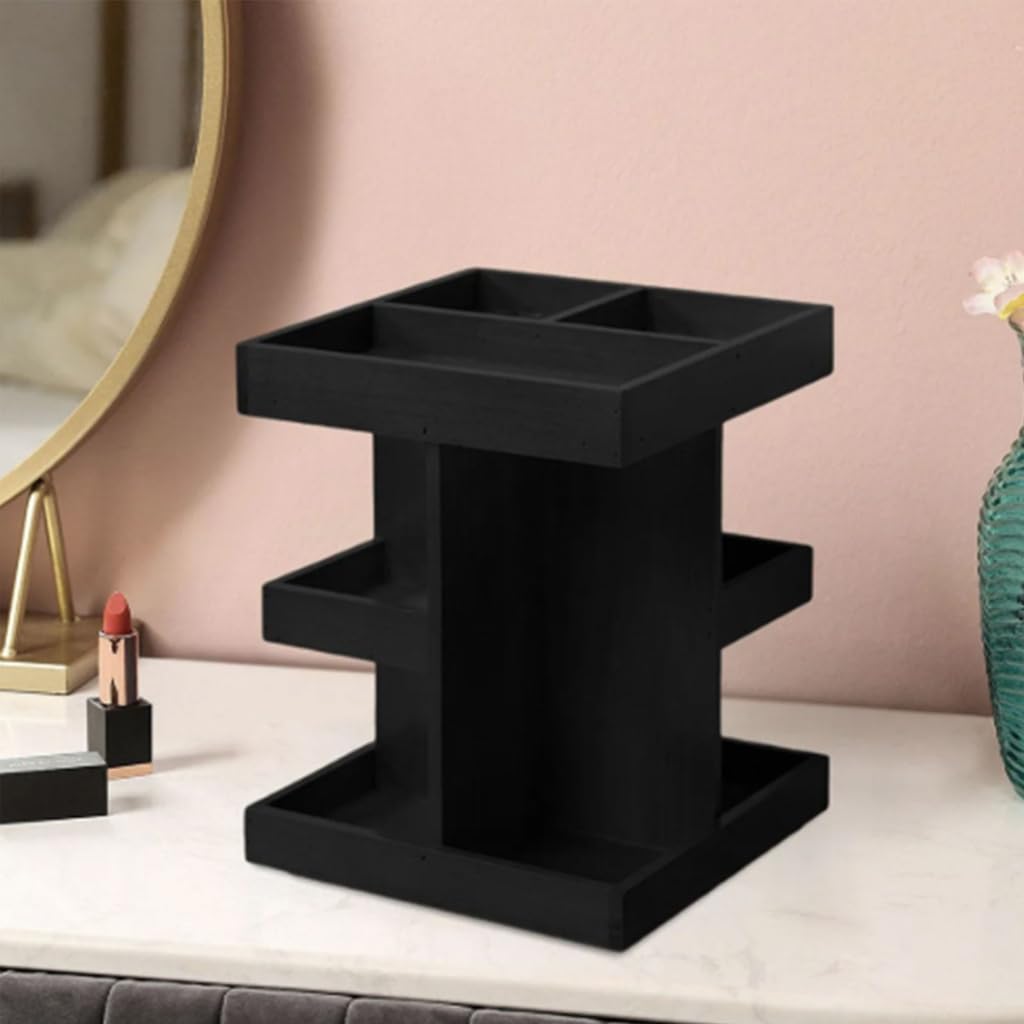 Stoccaggio cosmetico dell'organizzazione di trucco dello scaffale di legno di vanità a strati