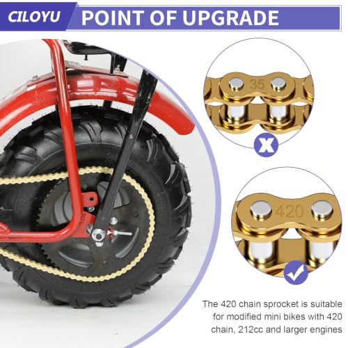Image of High Torque 60 Tooth Rear Sprocket with 420 Chain for CT200U CT100U | 420 Sprocket 40mm Bore with 90 Links and 42L Jackshaft Chain Compatible with Mini Bike Coleman 100cc 200cc Baja Parts