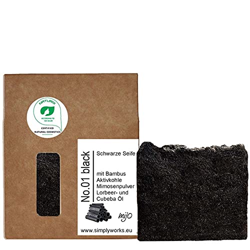 Mijo No.01 Schwarze Seife 100% Naturseife mit Bambus Aktivkohle Bio Olivenöl für Gesicht gegen Pickel unreine Haut Akne Cover