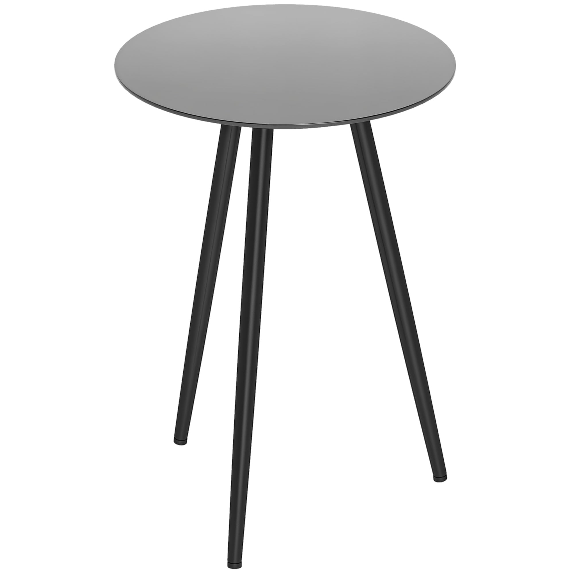 Outsunny Petite Table Basse Ronde, Table d'appoint, Plateau en Verre trempé, Pieds effilés, Cadre en Acier, Table de Jardin pour Balcon, Jardin, terrasse, Salon, Noir