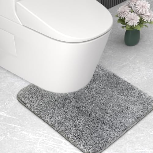wyewye Alfombrilla de baño de microfibra, alfombrilla de baño de 2 cm, súper absorbente, 50 x 50 cm, en forma de U, color gris
