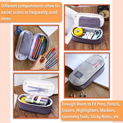 Image of Mr. Pen- Pencil Case Large, Fabric Pencil Pouch Large, Grey, Pen Bag, School Supplies, Pencil Pouch Cute (Pack of 2)