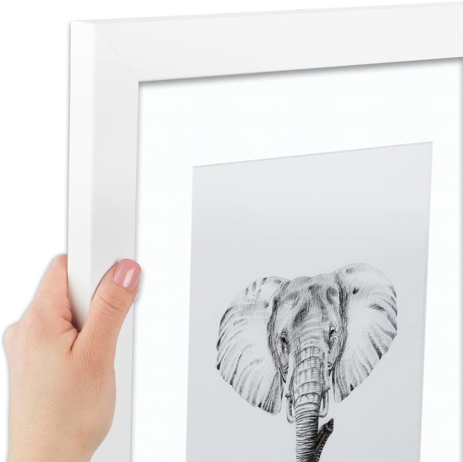 ArtToFrames 8x32 inch Satin White Frame Picture Frame with 2 Inch Single Super White Mat, SingleMat-FRBW26074-8x32-61