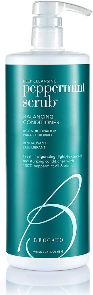 BrocatoPeppermint Scrub Balancing Conditioner, 32 oz | Deep Cleansing, Lightweight Moisturizing Conditioner with Pure Peppermint Oil Improved Detangling and Styling | No Sulfate or Parabens