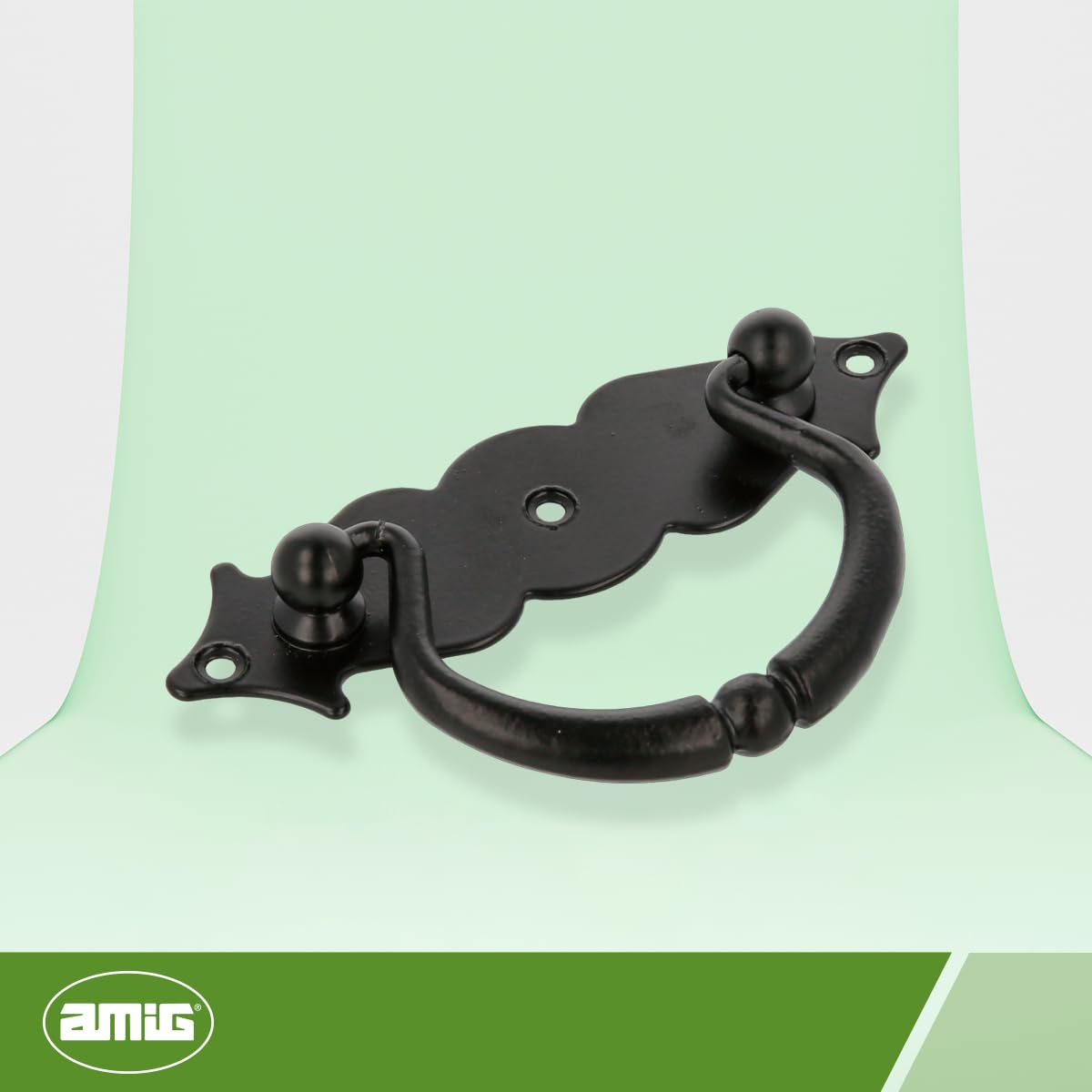 Maniglia Per Mobili AMIG Orizzontale - Modello 1003 In Acciaio, Finitura Nera | 100x31 Mm, Stile Rustico