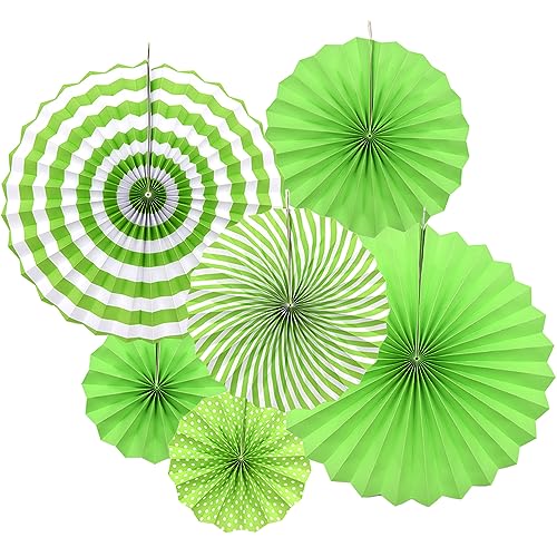 Hocansen 6Pezzi Ventaglio di Carta 8/12/16 in Ventagli Carta da Appendere Ventaglio Rotondo Pieghevole Pom Pom Ghirlande Colorate Decorazioni per Feste Matrimoni Compleanni (ZS/Green)