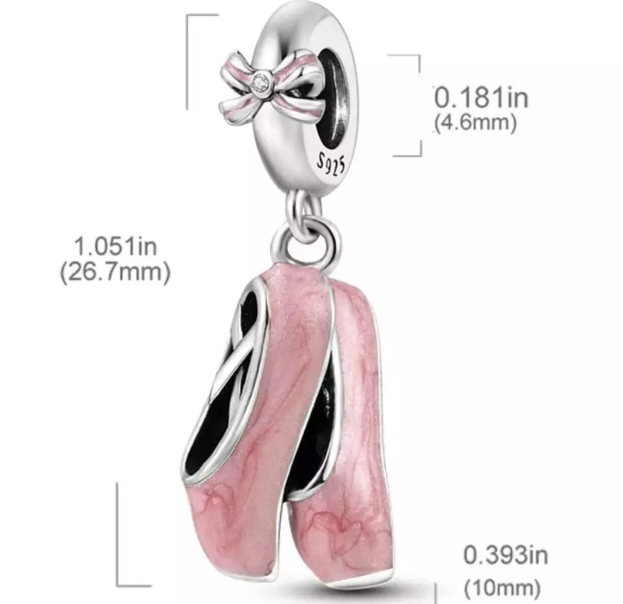 Ciondolo a forma di scarpette da ballo, in vero argento Sterling 925, compatibile con braccialetti Pandora