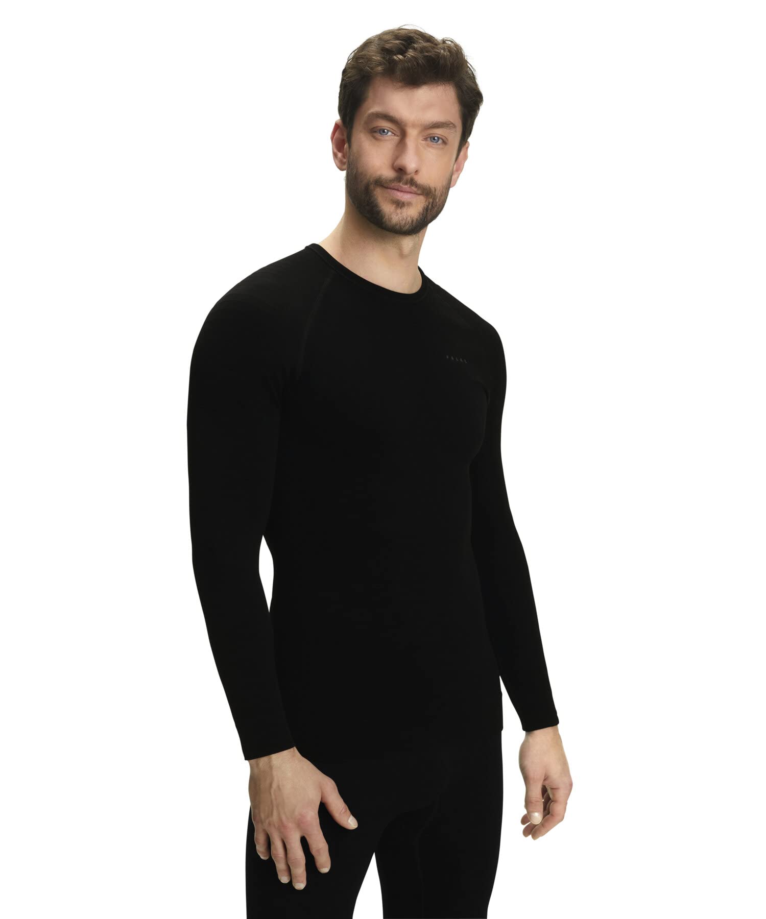 FALKE Mężczyźni Warstwa podstawowa (góra) Maximum Warm Round Neck M L/s Sh materiał funkcyjny szybkoschnące termoaktywne 1 Sztuka, Czarny Black 3000-O, S