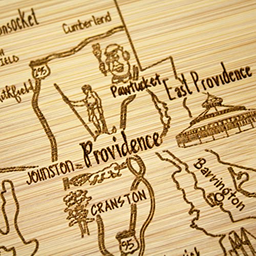 Image of Totally Bamboo A Slice of Life Rhode Island Engraved Map Cutting Board