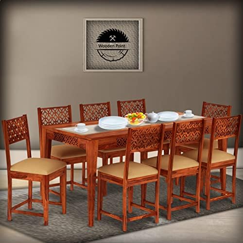 Wooden Point Solid Sheesham Wood 8-Seater Dining Table Set with 8 ...