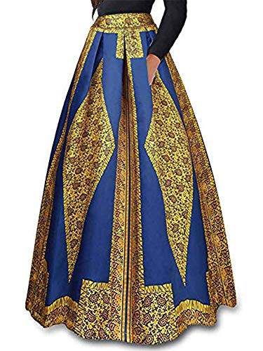 930 - Plus Size Ethnic African Print Long Maxi Skirt (3X, Tribal)