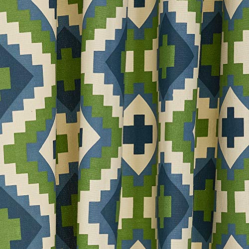 Image of Swayam Blackout Cotton Casement Door Curtain for Living Room & Bedroom | 7.5 Feet | Room Darkening Curtain with Eyelets | Pack of 2 | Geometric Design - Green