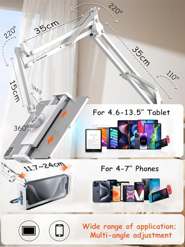 Soporte ajustable para cama y tablet universal compatible con iPad y Switch 4