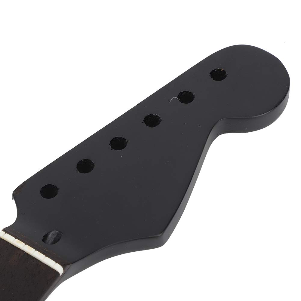 Alomejor E-Gitarrenhals mit 22 Bünden, Griffbrett aus Schwarzem Ahorn und Palisander mit Einstellbarem Halsstab und Seitlichen Einlagen, für Ersatz-Gitarrenhalszubehör
