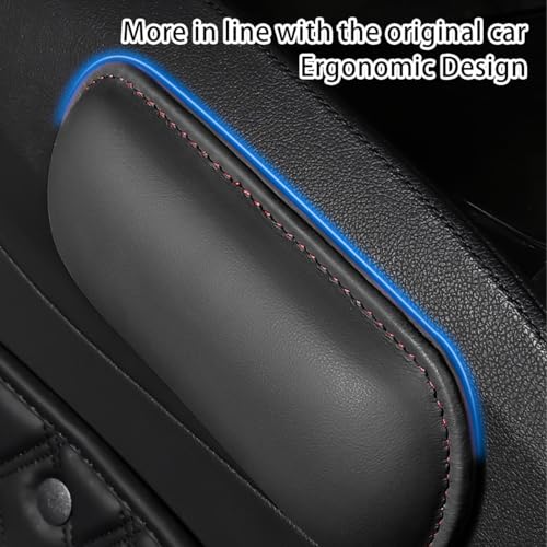 Image of Mandark Car Knee Cushion Pad, Leather Memory Foam Vehicle Door Armrest Pillow for Leg Elbow, Comfort Auto Interior Center Console Thigh Support Mat Accessories, Universal for Most Cars (Black /Red)