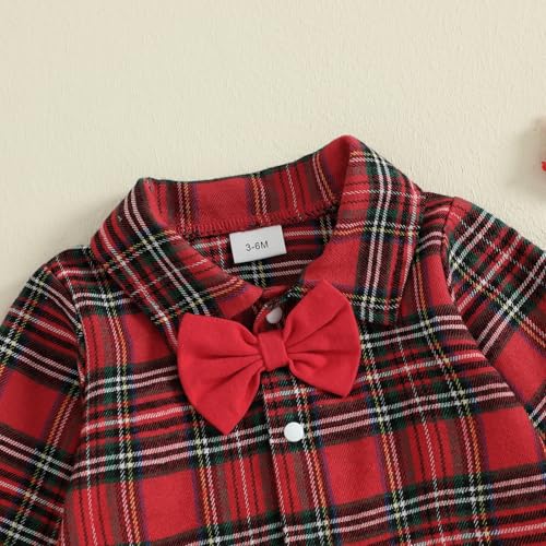 Image of Baby Boy Christmas Outfit Elf Newborn Romper Pants Set With Hat | Long Sleeve Bodysuit, Striped Romper Overalls Set, Baby Boy Elf Outfit, Fall Winter Clothes With Hat, My First Christmas.