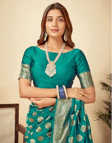 Image of SIRIL Women's Banarasi Soft Silk Saree Pure Silk with Unstitched Blouse Piece