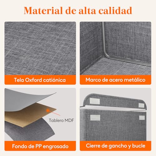 Lifewit Cajas de Almacenamiento de Tapa Transparente, Cesta Almacenaje de Tela Apilable con Asas, Organizador Guardar Ropa de Armario Oxford Catiónico Plegable para Casa, Oficina, Mediano, 4 Piezas - imagen 3