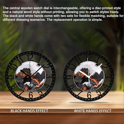Reloj de Pared Metal 10" Negro Naranja Silencioso miniatura 3