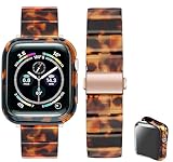 Omter Correa con funda compatible con Apple Watch de 49 mm, 45 mm, 44 mm, 42 mm, 41 mm, 40 mm, 38 mm, correa de resina de moda para mujeres y hombres, para iWatch Ultra 2/1 Series 9/8/7/SE/6/5/4,