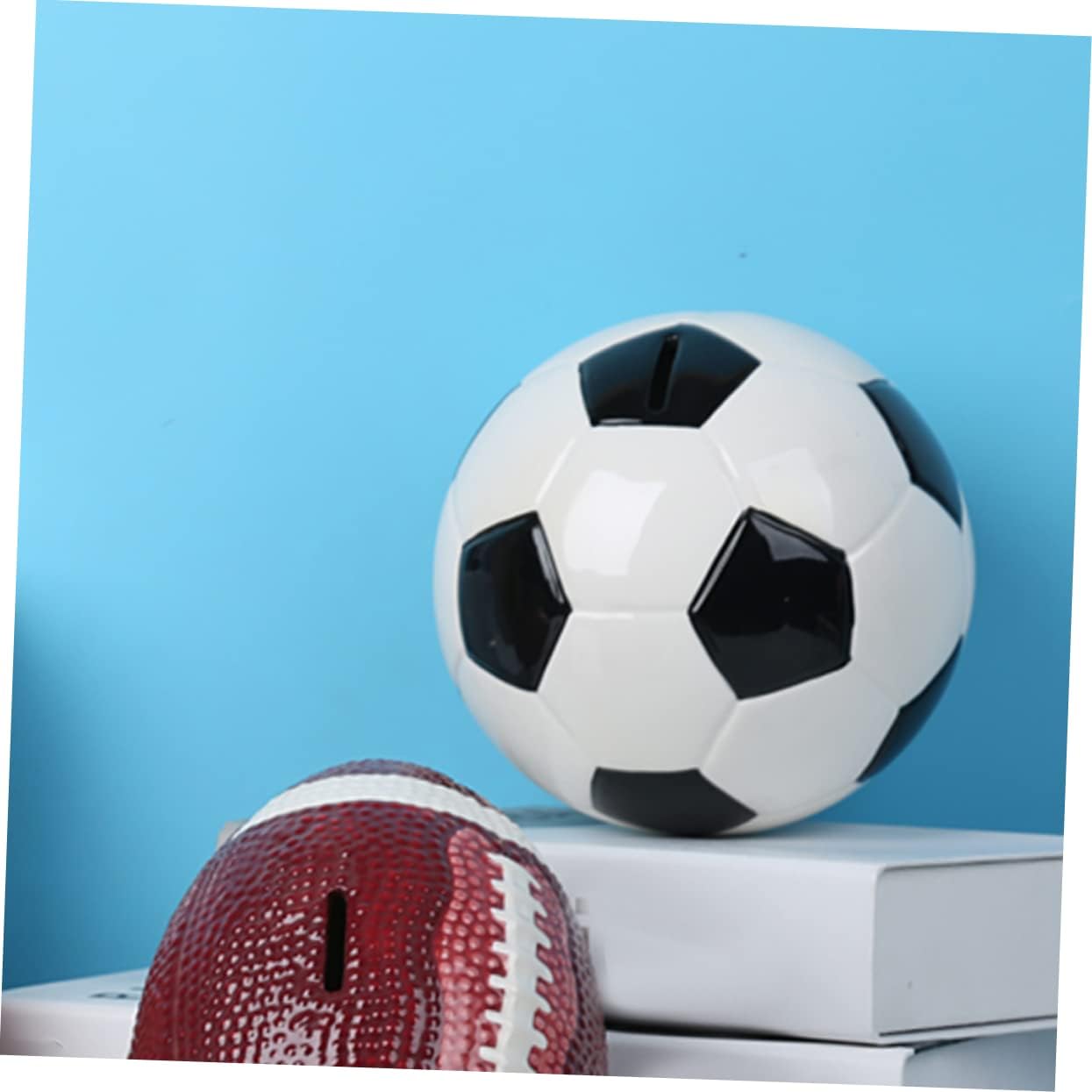 Football Piggy Bank for Kids Soccer Shaped Coin Bank Decorative Saving Jar for Boys and Girls Fun Home Decor for Saving Money and Coins