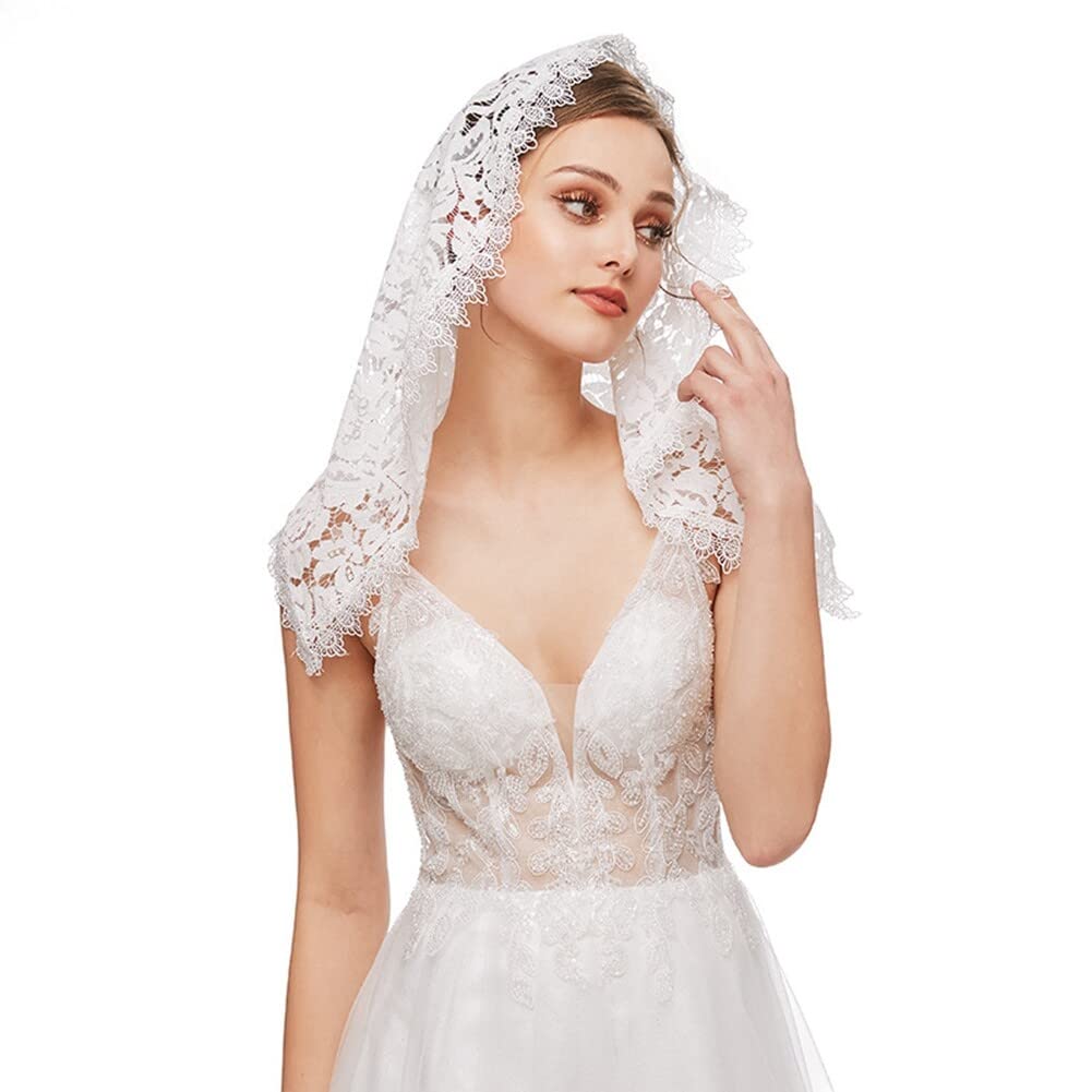 Veli da Chiesa cattolici per Donna, gle Veil Velo da Sposa in Pizzo Rosa Scialle in Tulle Copricapo Forniture per Matrimoni