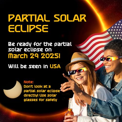 Solar Eclipse Glasses AAS Approved 2025 - [12 Pack] Trusted for Direct Solar Eclipse Viewing - ISO 12312-2 & CE Certified2